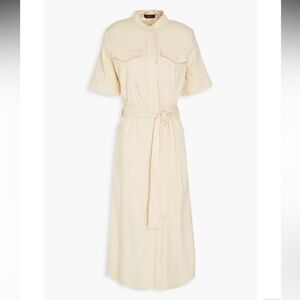 Rag & Bone Selma Cream Linen Blend Utility Short Sleeve Midi Dress - M